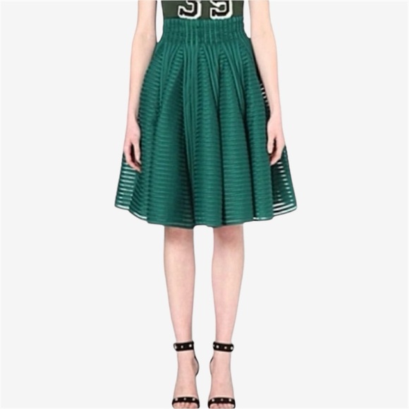 MAJE Green pleated skirt in Neoprene FR 34 / US 2 - Picture 1 of 15